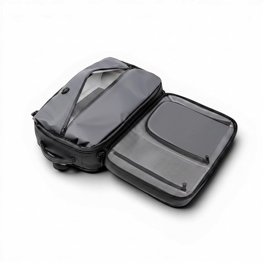 Sac de cabine CABYN Barcelone noir, compartiment ouvert avec poche pour ordinateur portable.