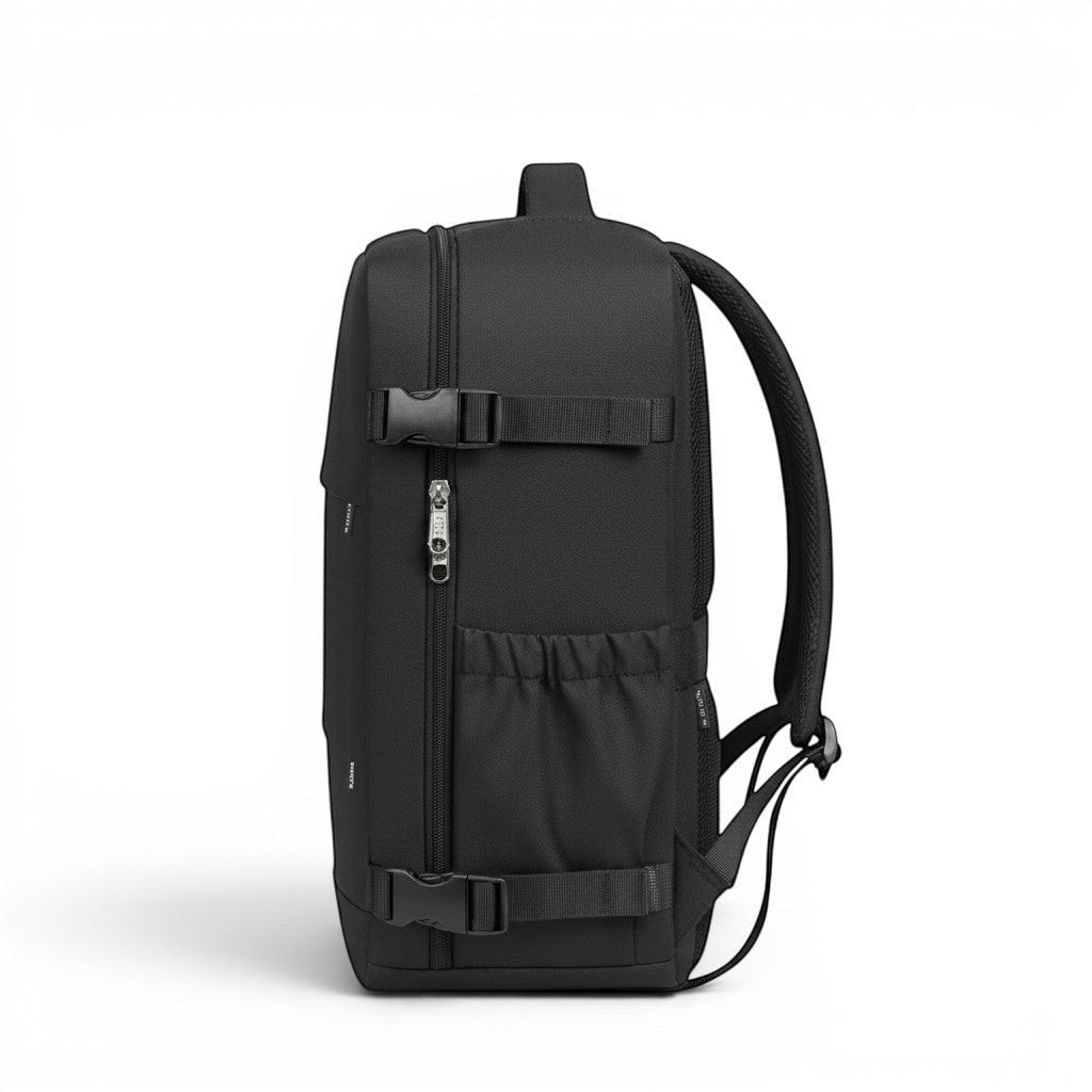 Sac cabine noir CABYN, imperméable, avec compression et pompe USB intégrée, idéal pour voyage.