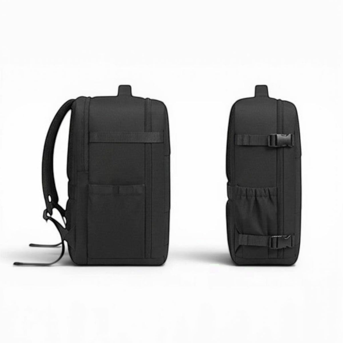 Sac cabine noir CABYN, tissu imperméable, compartiment principal spacieux, bretelles rembourrées, sangles de compression.