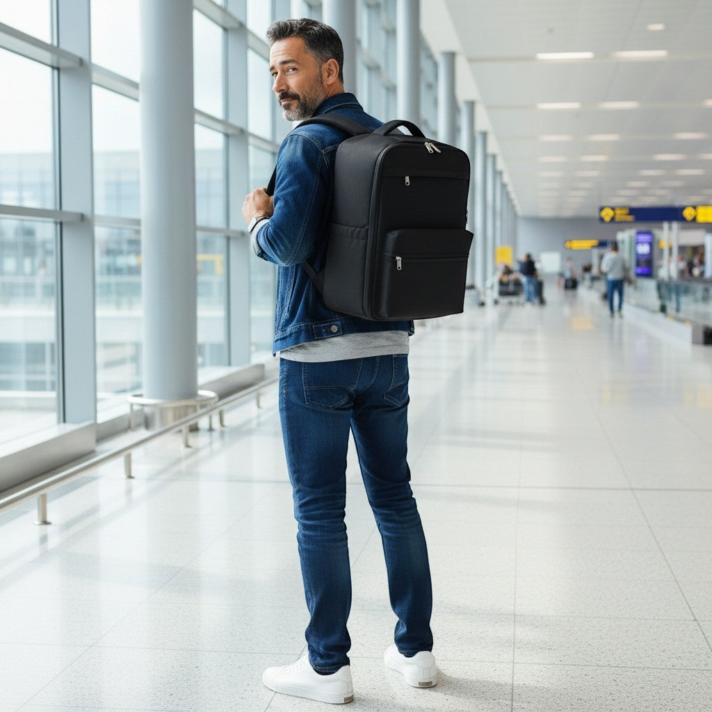 Sac cabine noir CABYN "Porto" 40x30x20 cm avec compression USB, idéal pour le voyage. Image