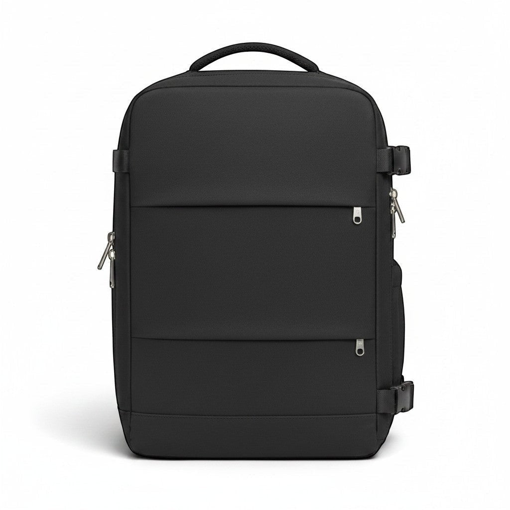 Sac cabine noir CABYN, spacieux et imperméable, idéal pour le voyage et le travail. Compartiment ordinateur 15,6".