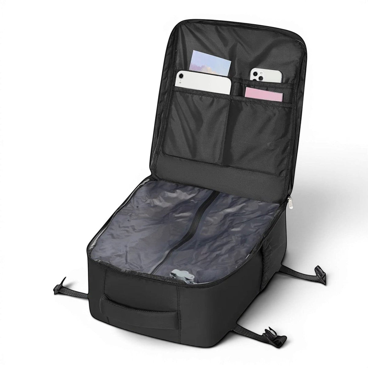 Sac cabine noir CABYN, compartiment principal spacieux, poches intérieures pour téléphone et carte, idéal pour voyage.