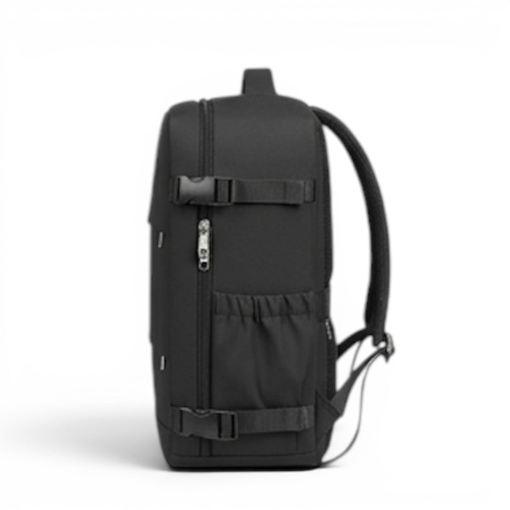 Sac à dos de voyage CABYN "Séville" noir, compartiment ordinateur 15", multi-pochettes, tissu résistant à l'eau.