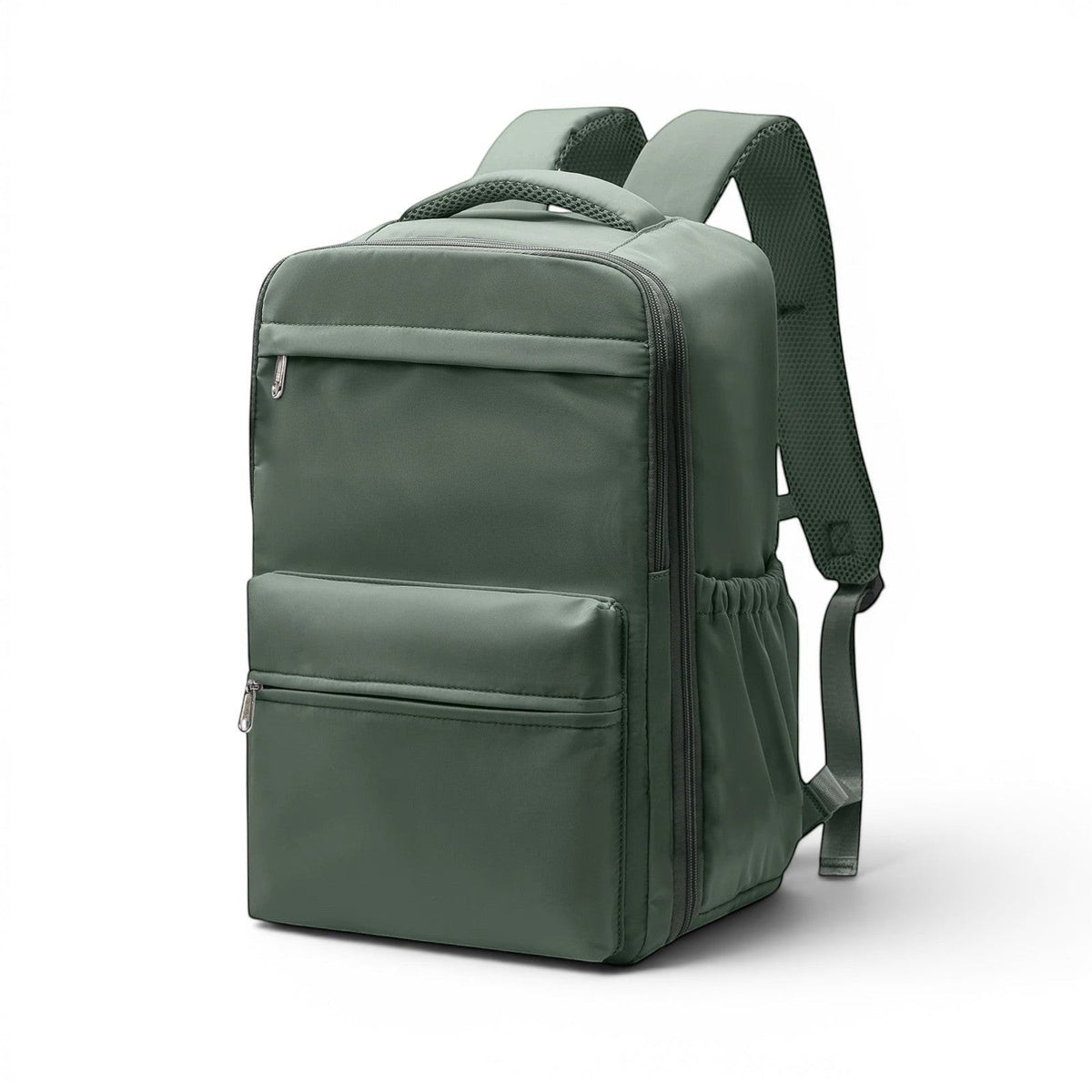 CABYN Sac à dos de voyage vert foncé en nylon, approuvé par la compagnie aérienne, avec compression sous vide et ouverture à 180 degrés.
