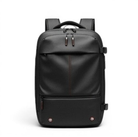 Sac de voyage CABYN Marrakech noir extensible en matériau résistant, 49x32 cm, avec surpiqûres contrastantes et grande capacité.