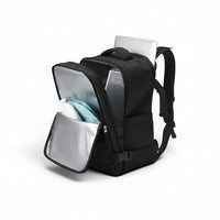 CABYN Sac de voyage noir multi-pochettes avec compartiment ordinateur portable et doublure argentée