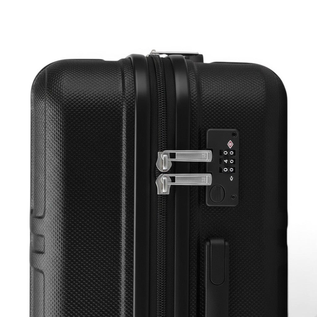 Valise cabine CABYN noir en ABS rigide, 52x38x21cm, serrure TSA, 4 roues multidirectionnelles, trolley rétractable.
