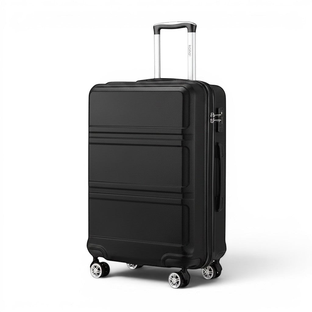Valise cabine CABYN noire en ABS rigide, 52x38x21cm, serrure TSA, 4 roues multidirectionnelles, idéale pour voyages.