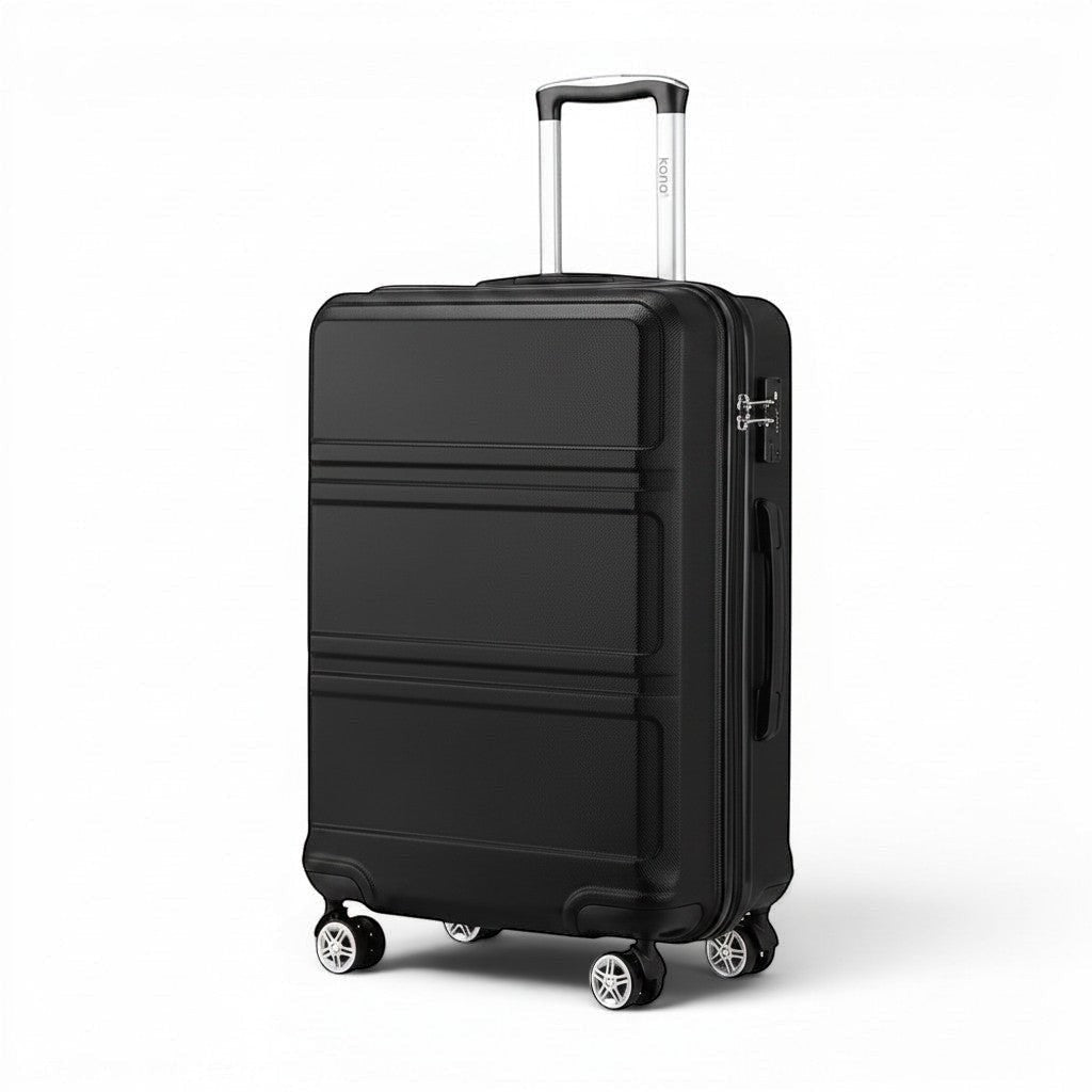Valise cabine CABYN en ABS noir, 52x38x21cm, serrure TSA, 4 roues multidirectionnelles, idéale pour avion.