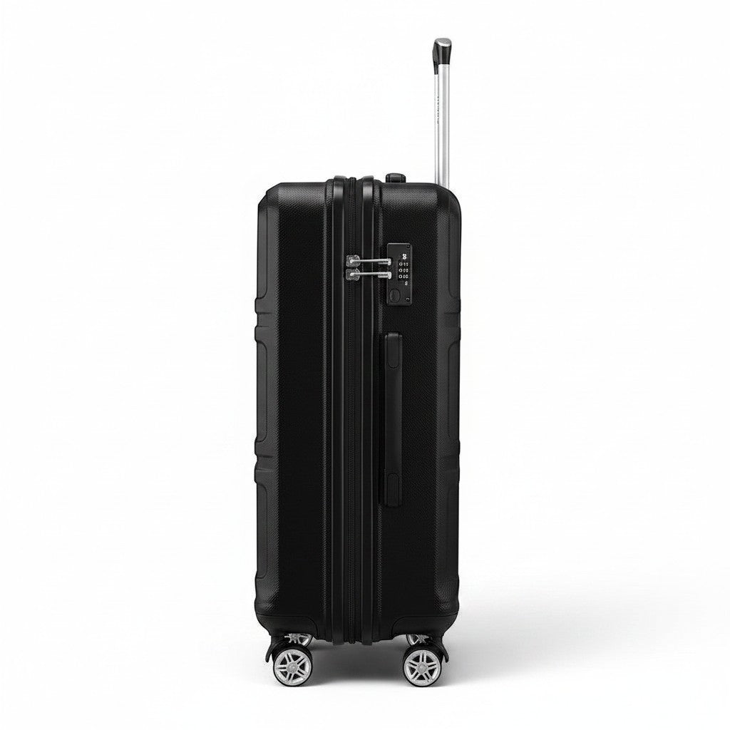 Valise cabine CABYN en ABS noir, 52x38x21cm, serrure TSA, 4 roues multidirectionnelles, idéale pour avion.